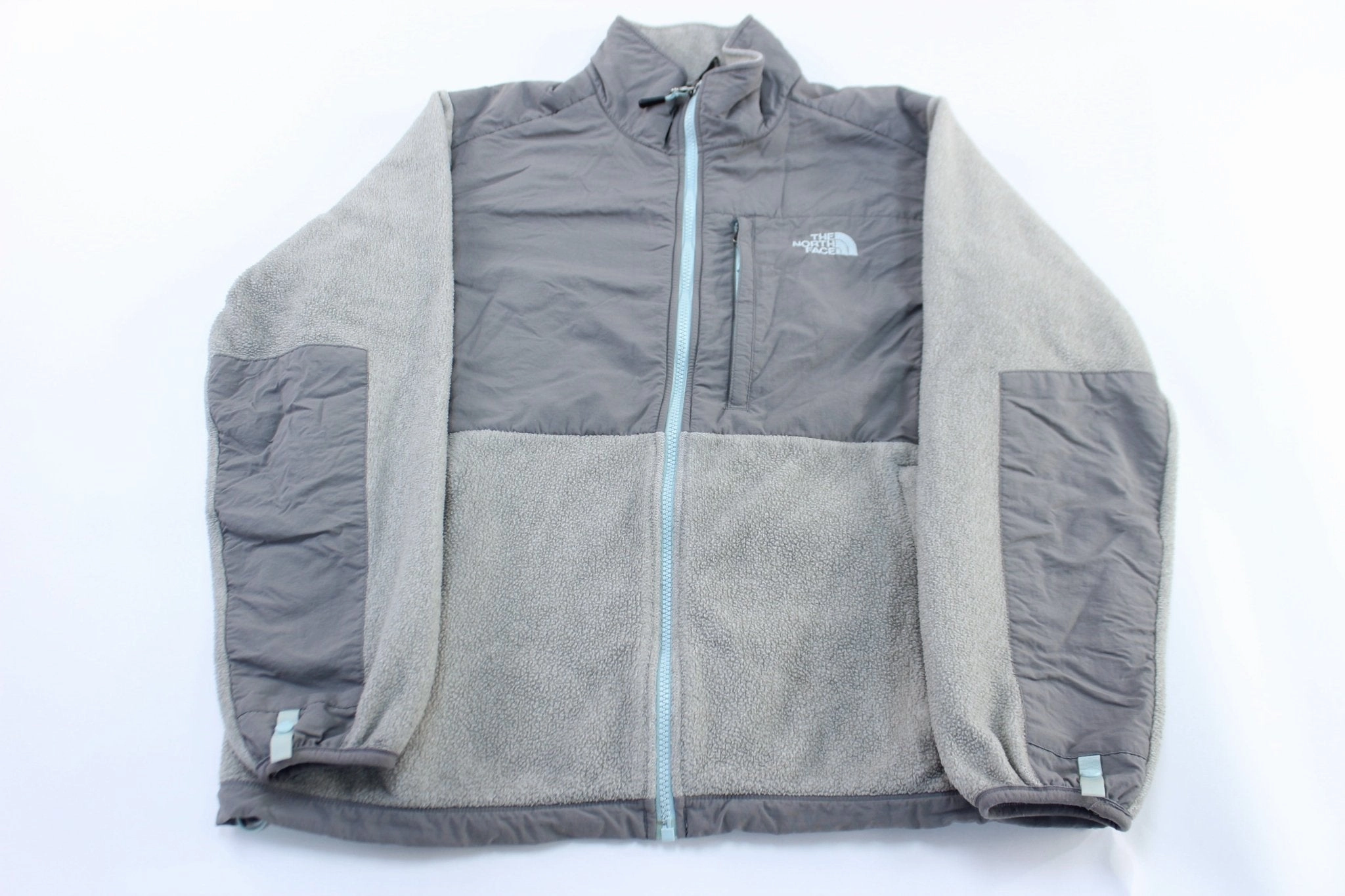 Women's The North Face Embroidered Logo Grey Fleece Zip Up Jacket Odor Resistant