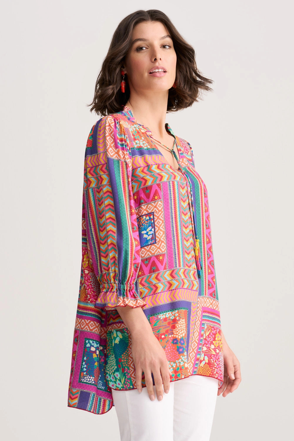 Beaded Tassel Kaftan - Tropical Patchwork AllDayComfort ThermalLining