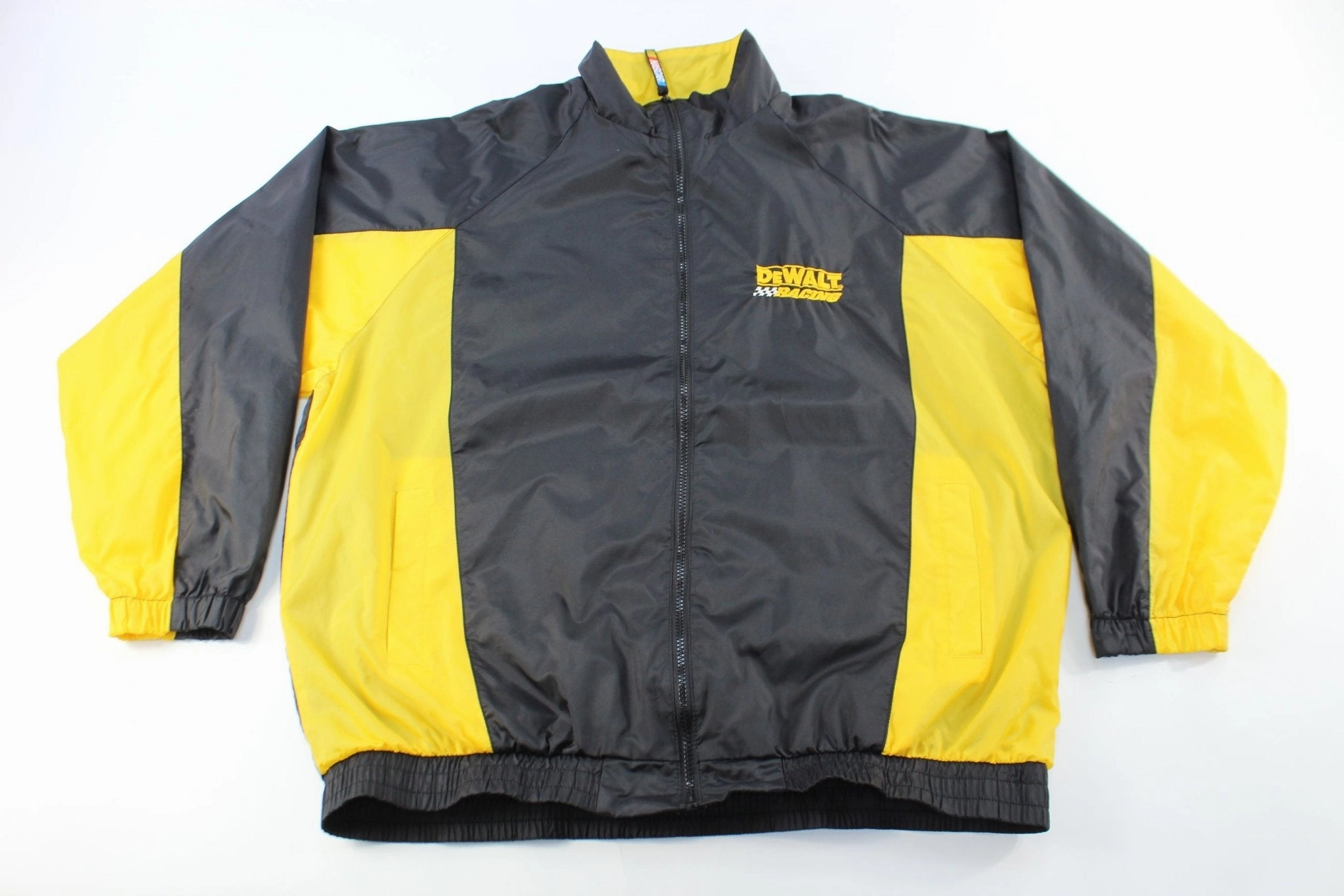 Nascar Embroidered DeWalt Racing Zip Up Jacket Ergonomic Shoulder Panels car