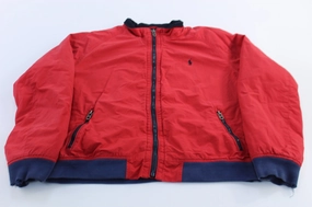 clean design Windproof Fit Polo by Ralph Lauren Red & Blue Fleece Lined Zip Up Jacket