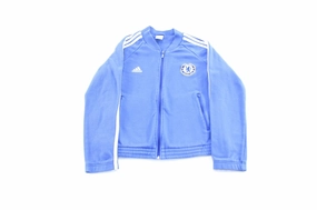 Women's Adidas Embroidered Logo Chelsea Football Club Striped Zip Up Jacket wedding guests Trendy Outerwear