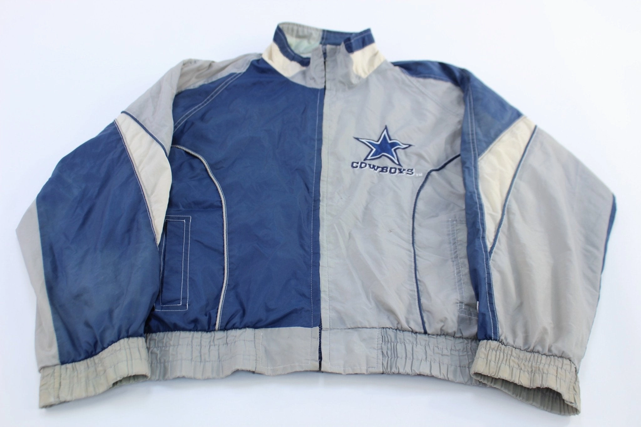 All-Purpose Outerwear Abrasion resistant 90's Dallas Cowboys Football Embroidered Split Starter Zip Up Jacket