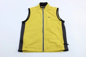 Women's 90's Nike Embroidered Logo Black & Yellow Zip Up Vest Sell Rugged Durability