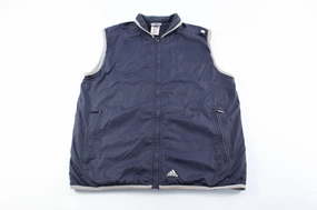 Adidas Embroidered Logo Navy Blue & Grey Zip Up Vest Stage