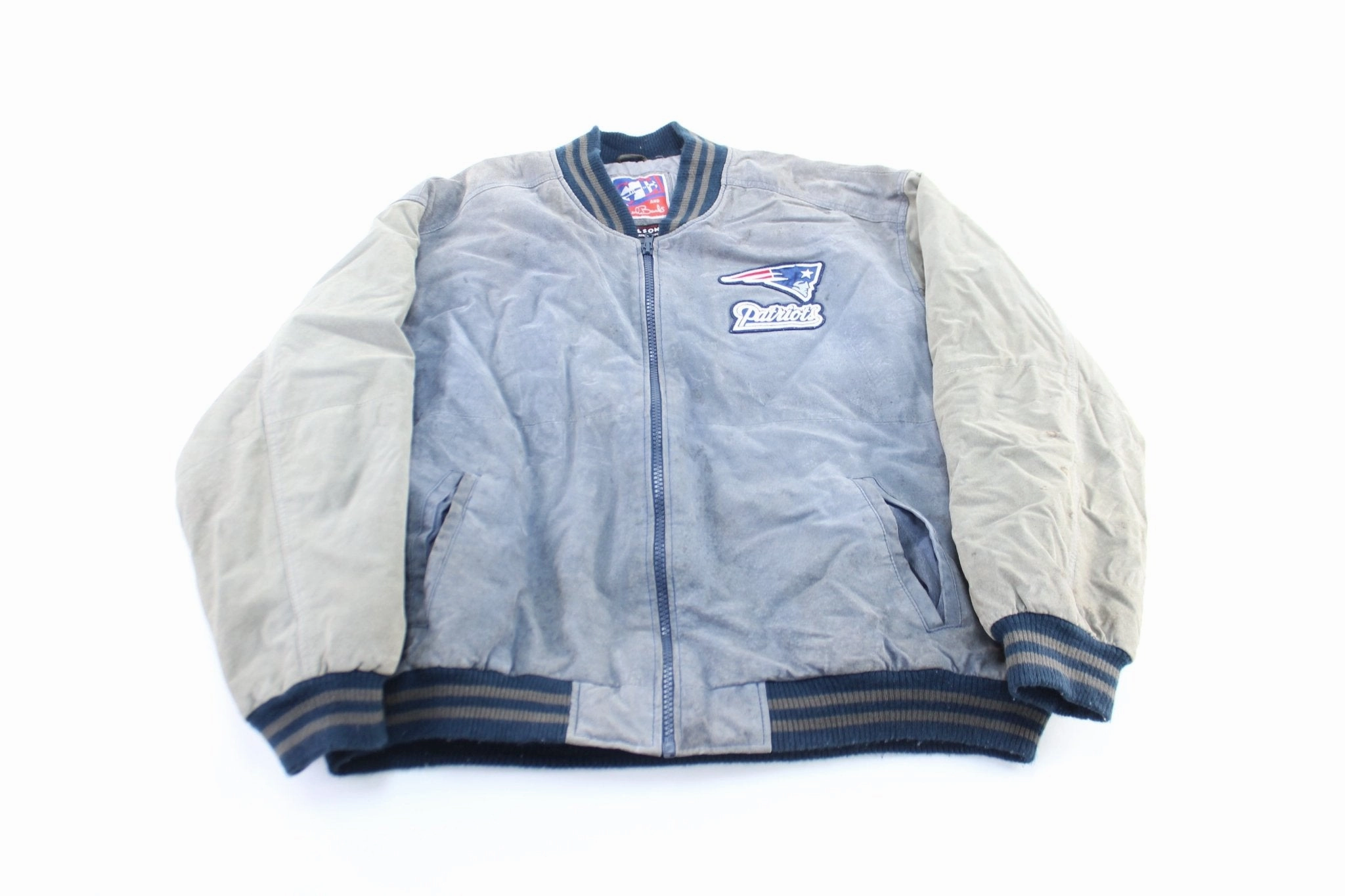 Commuter Fit Benchmark New England Patriots Embroidered Suede Zip Up Jacket