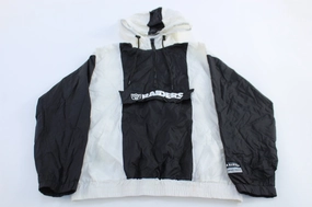 NFL Raiders Football Embroidered Black & White Zip Up Jacket Comfy Layer Performance Fashion