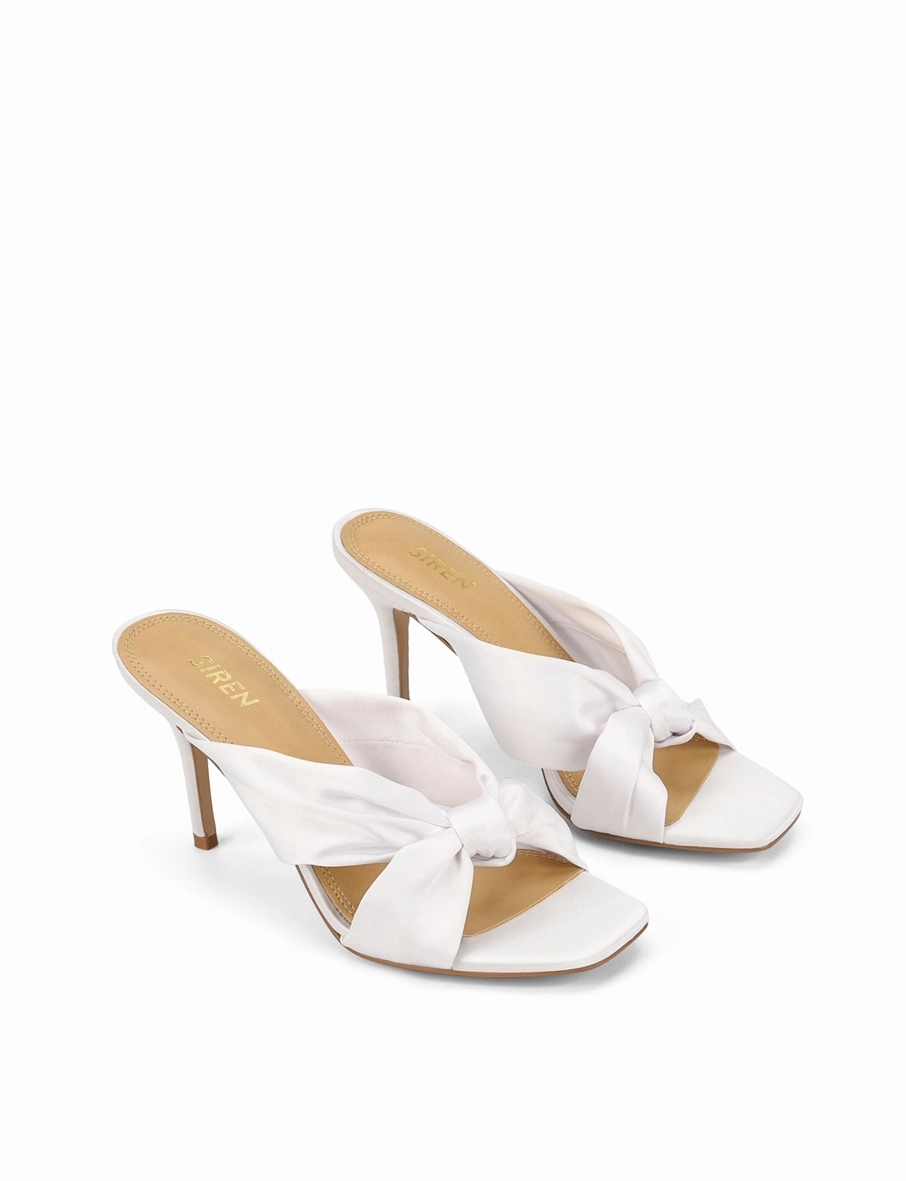 All Use Ready Nicola Satin Knot Mules - Ivory White Satin