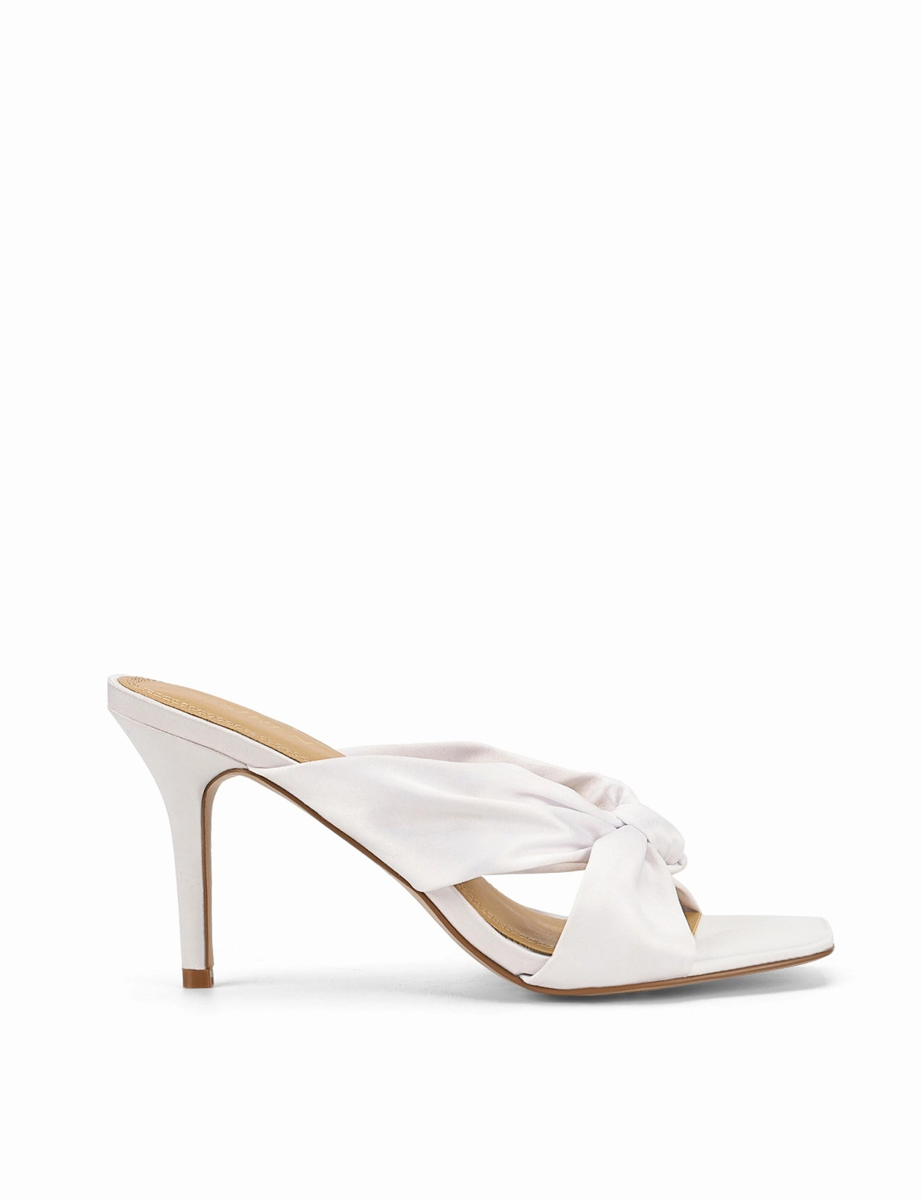 Seasonless Style Fashion Everyday Nicola Satin Knot Mules - Ivory White Satin