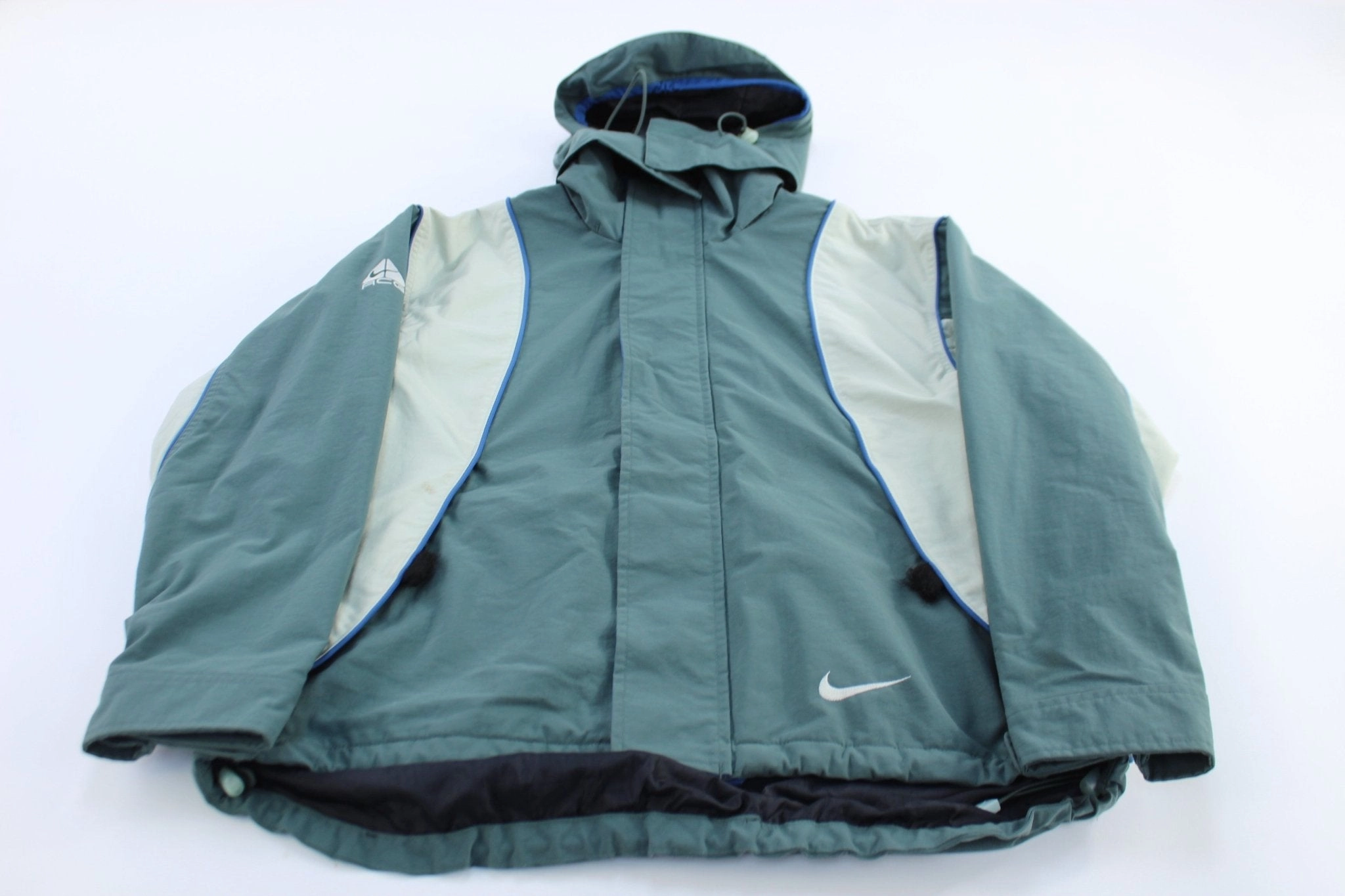 Nike ACG Embroidered Logo Green Hooded Zip Up Jacket Versatile Layering group outing