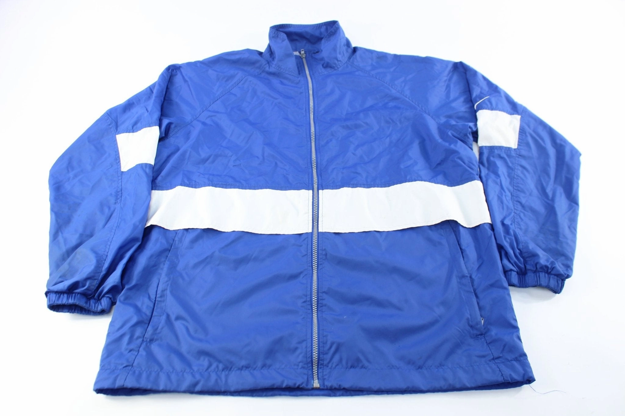 suitable for casual gatherings Nike Embroidered Logo Blue & White Zip Up Jacket