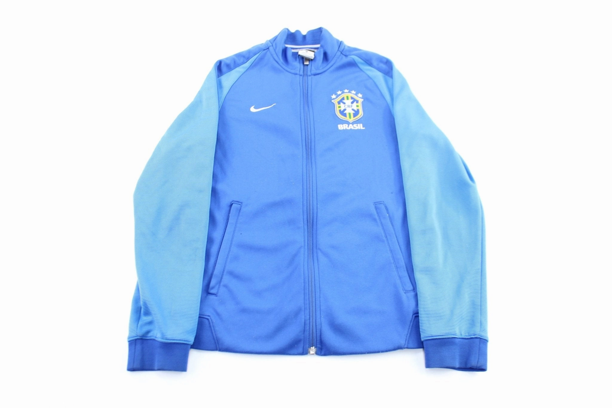 Game Day Nike Embroidered Logo Brazil Blue Zip Up Jacket