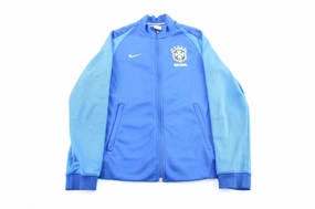 Game Day Nike Embroidered Logo Brazil Blue Zip Up Jacket
