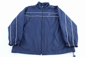 Comfortable Layer Protective Style Nike Embroidered Logo Navy Blue Full Zip Windbreaker