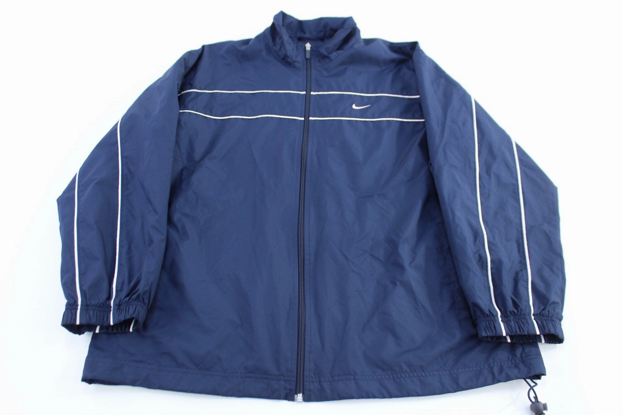 Comfortable Layer Protective Style Nike Embroidered Logo Navy Blue Full Zip Windbreaker