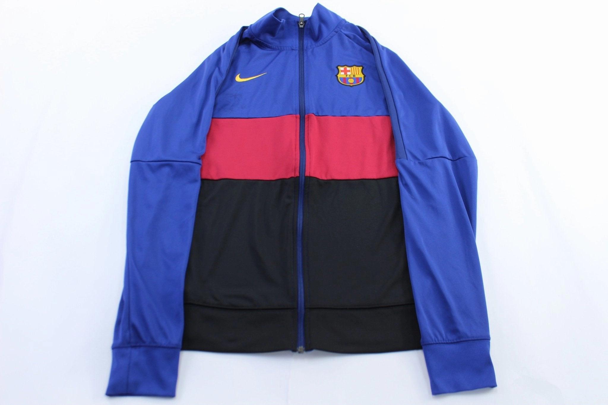 Nike Embroidered Swoosh Logo FC Barcelona Colorblock Jacket Flexible Outerwear Serve