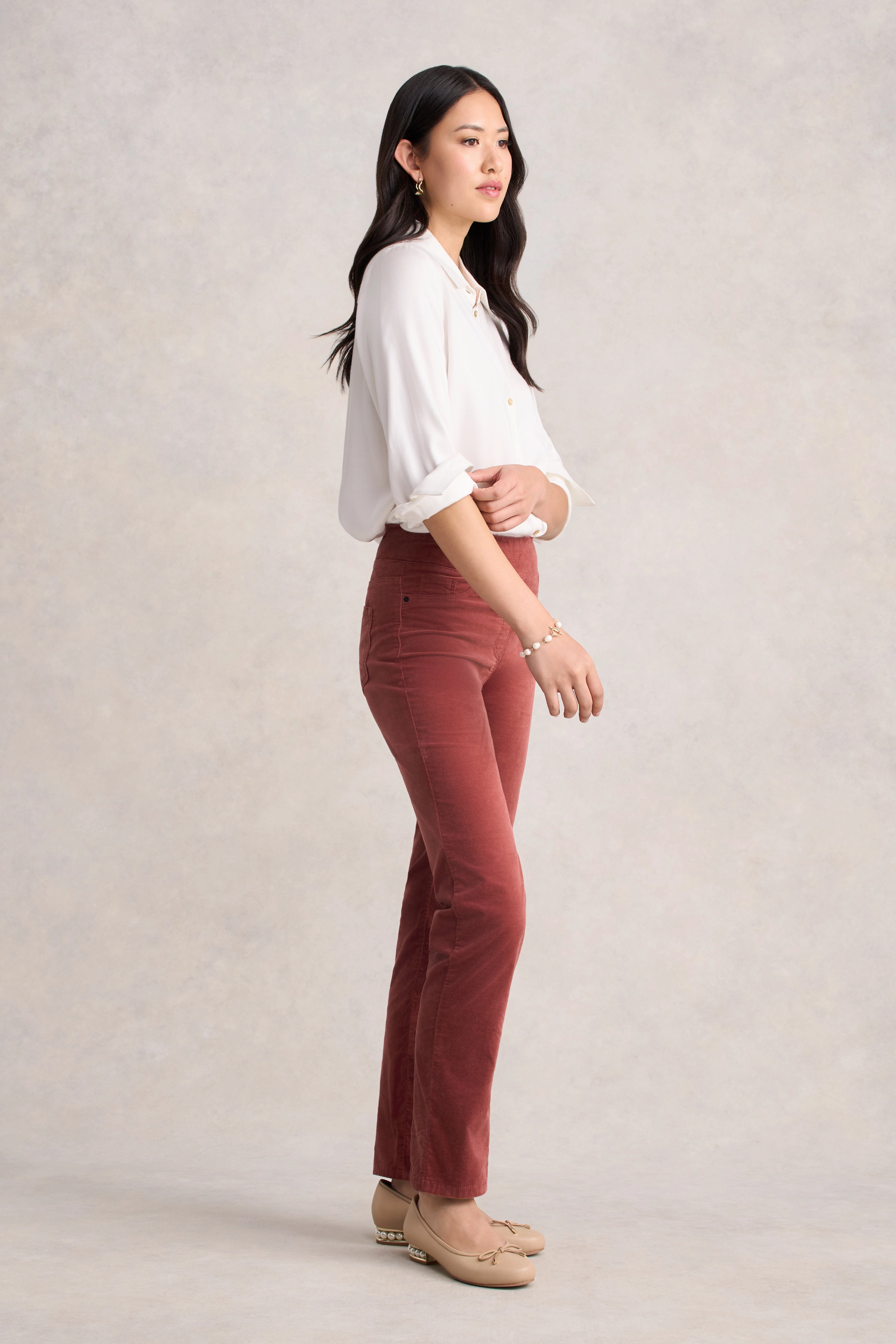 Bengajean? Velvet Straight Leg - Rosewood Versatile Winter Warmth Outfit Combo