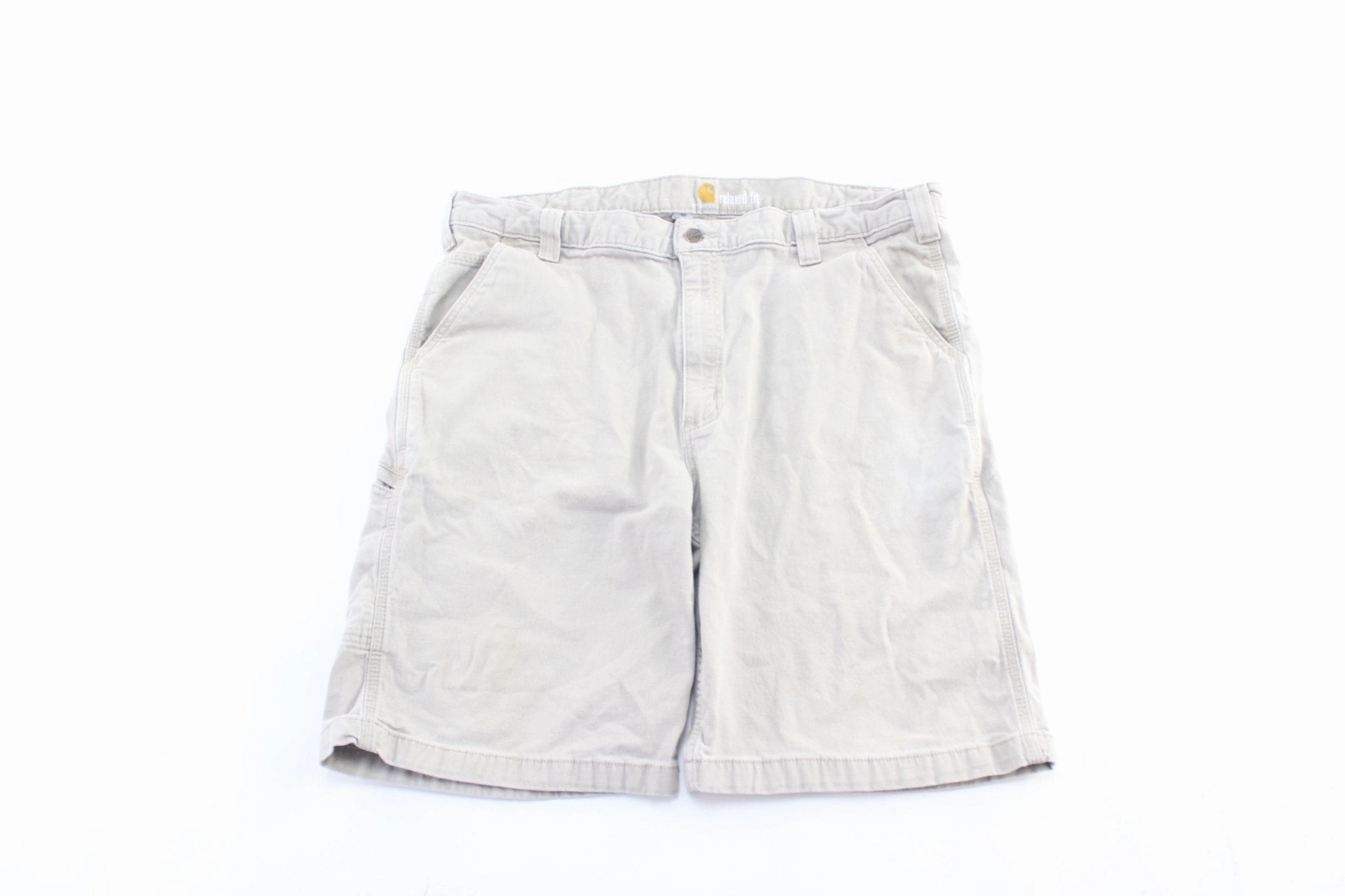 Durable Hem Carhartt Logo Patch Light Beige Carpenter Shorts