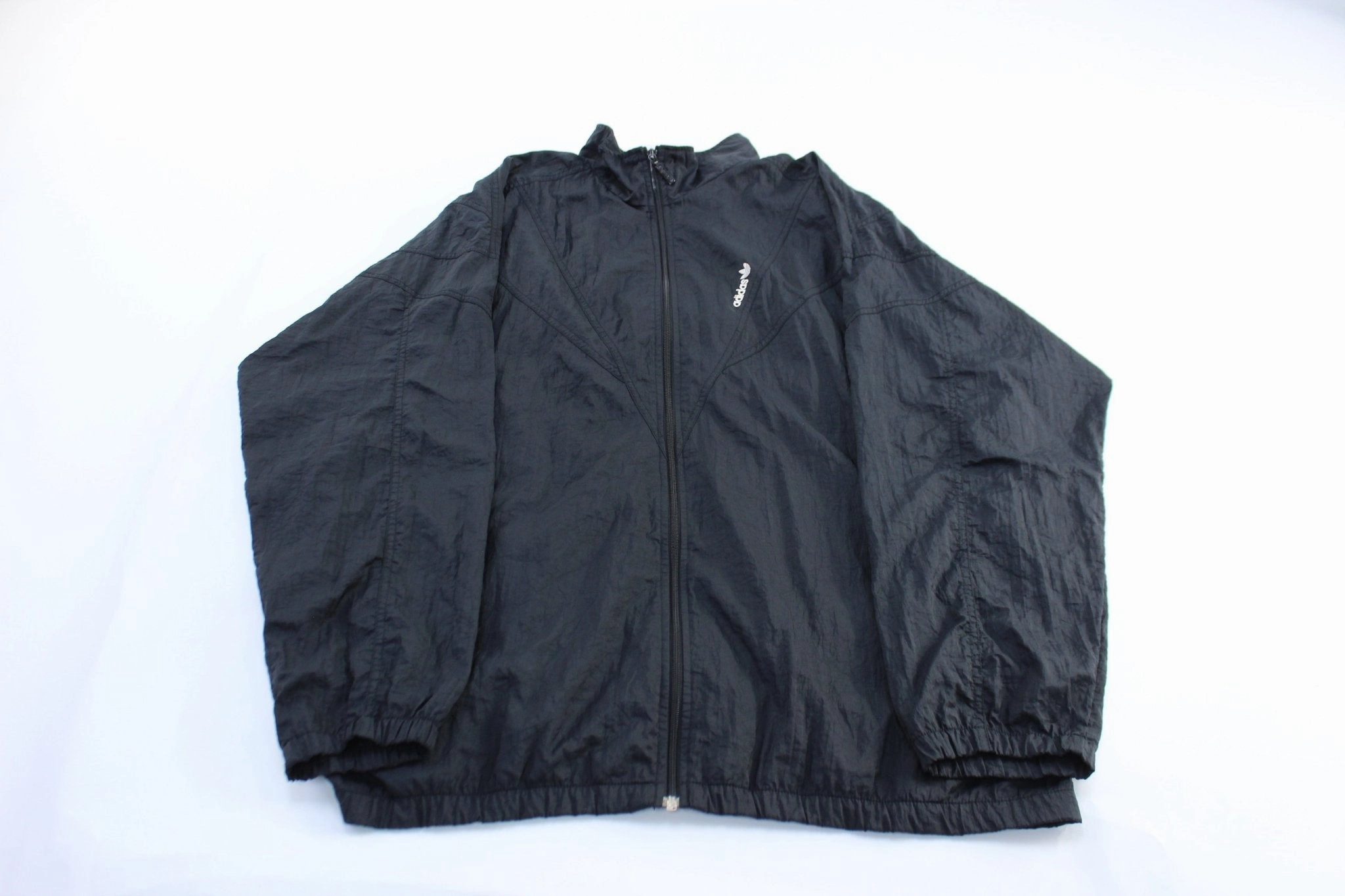 BreathableTechnology 80's Adidas Embroidered Logo Black Windbreaker Jackett