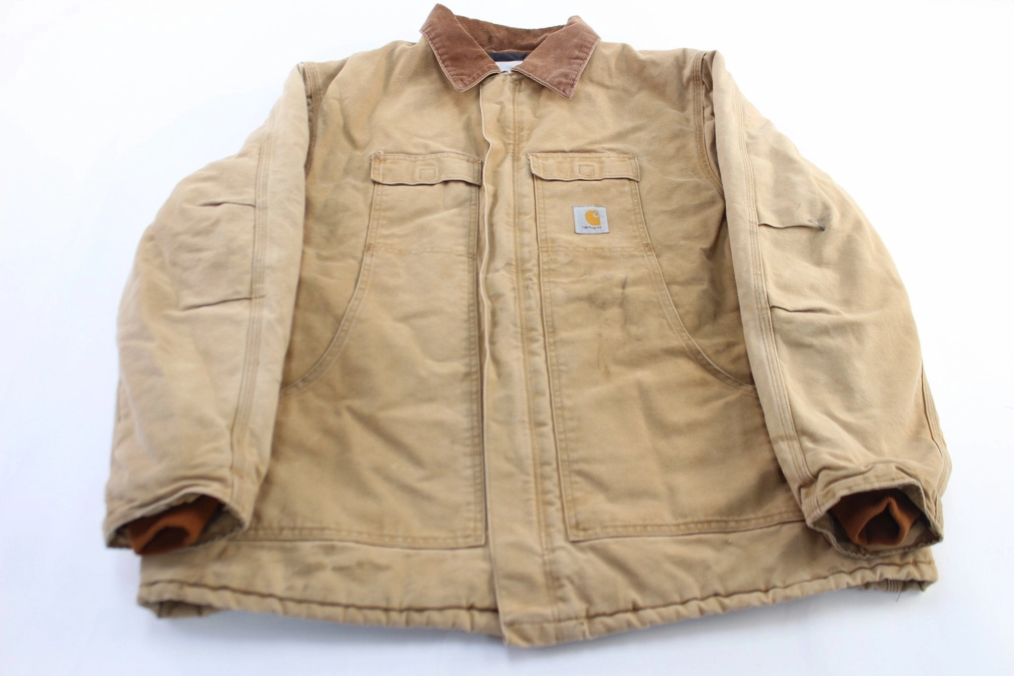 Non Irritating Lining Compressed Packaging Carhartt Logo Patch Tan Traditional Zip Up Jacket