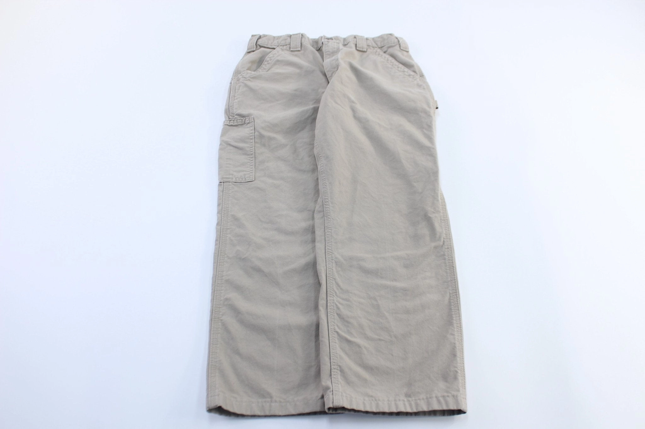 Casual Fit Design WrinkleResistantMaterial Carhartt Logo Patch Beige Carpenter Pants
