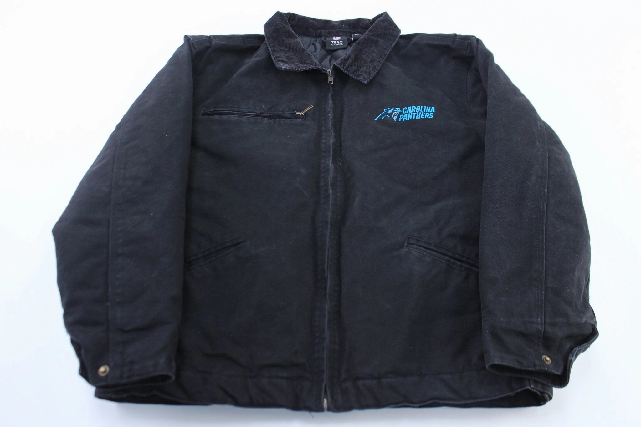 Abrasion Resistant Edges mountain scene North Carolina Panthers Embroidered Black Zip Up Jacket