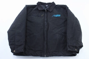 Abrasion Resistant Edges mountain scene North Carolina Panthers Embroidered Black Zip Up Jacket