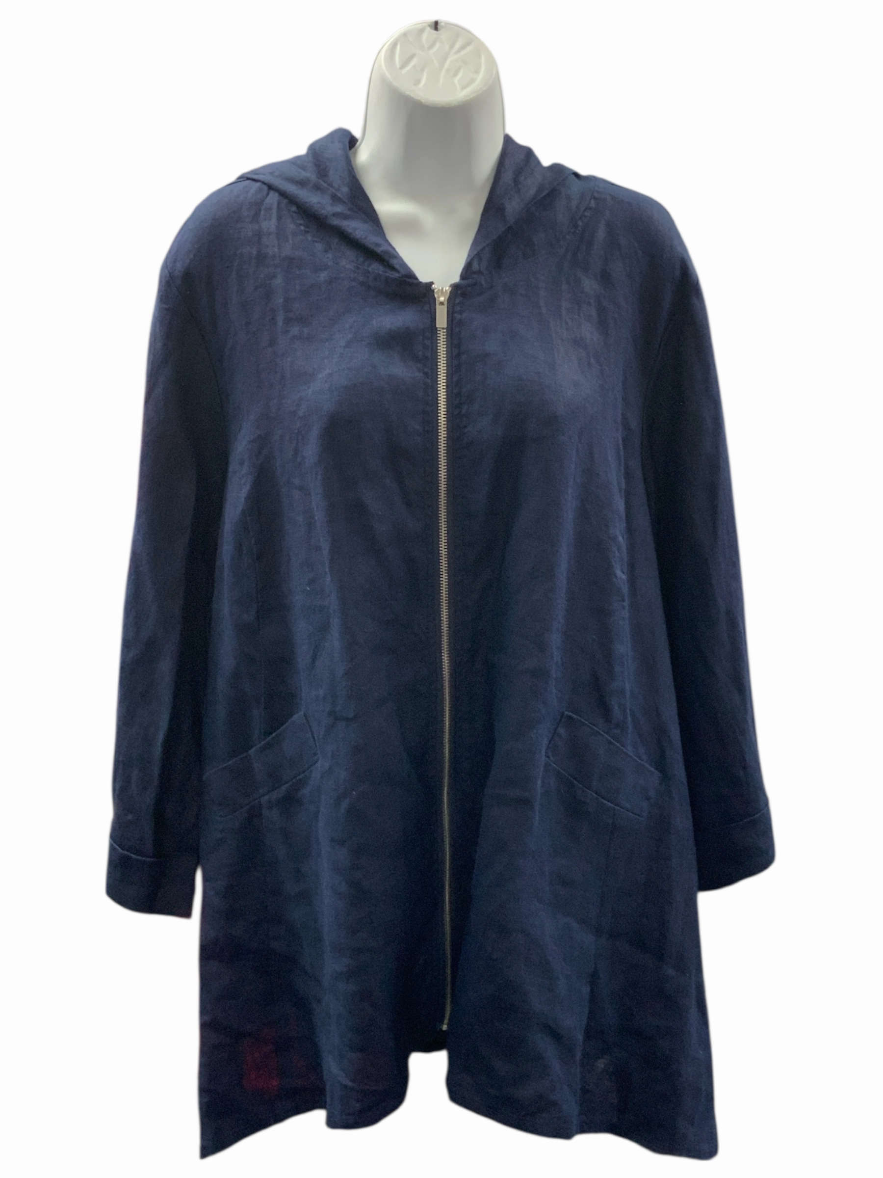 Elastic Cuff Adjustment NWT For Cynthia Women's Linen Jacket Navy XL