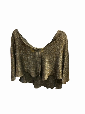 NWT Ignite Evenings Women's Gold Shrug/Capelet Gold Black S/M Roll up sleeves