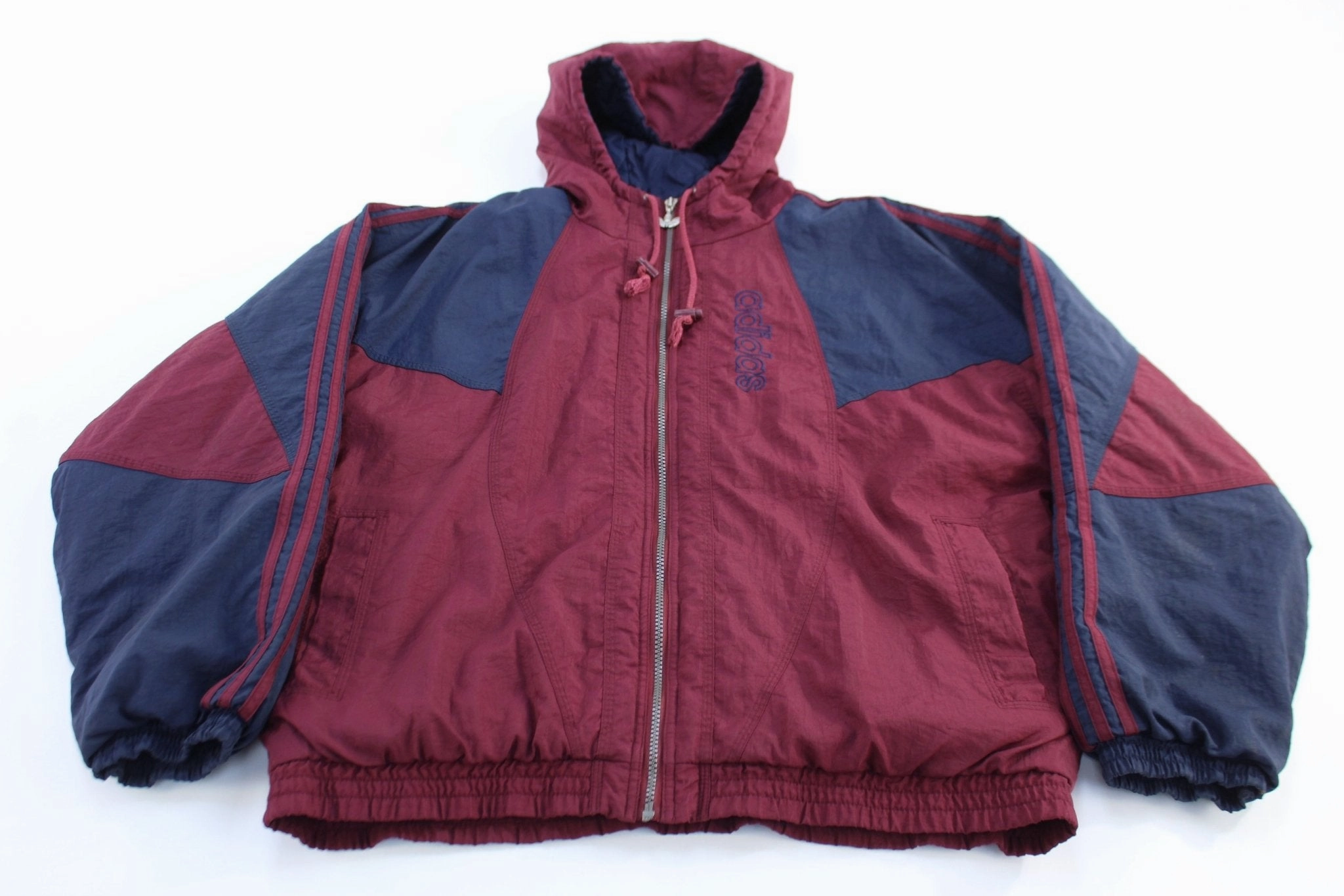 Fashion Protection 90's Adidas Embroidered Logo Full Zip Hooded Jacket