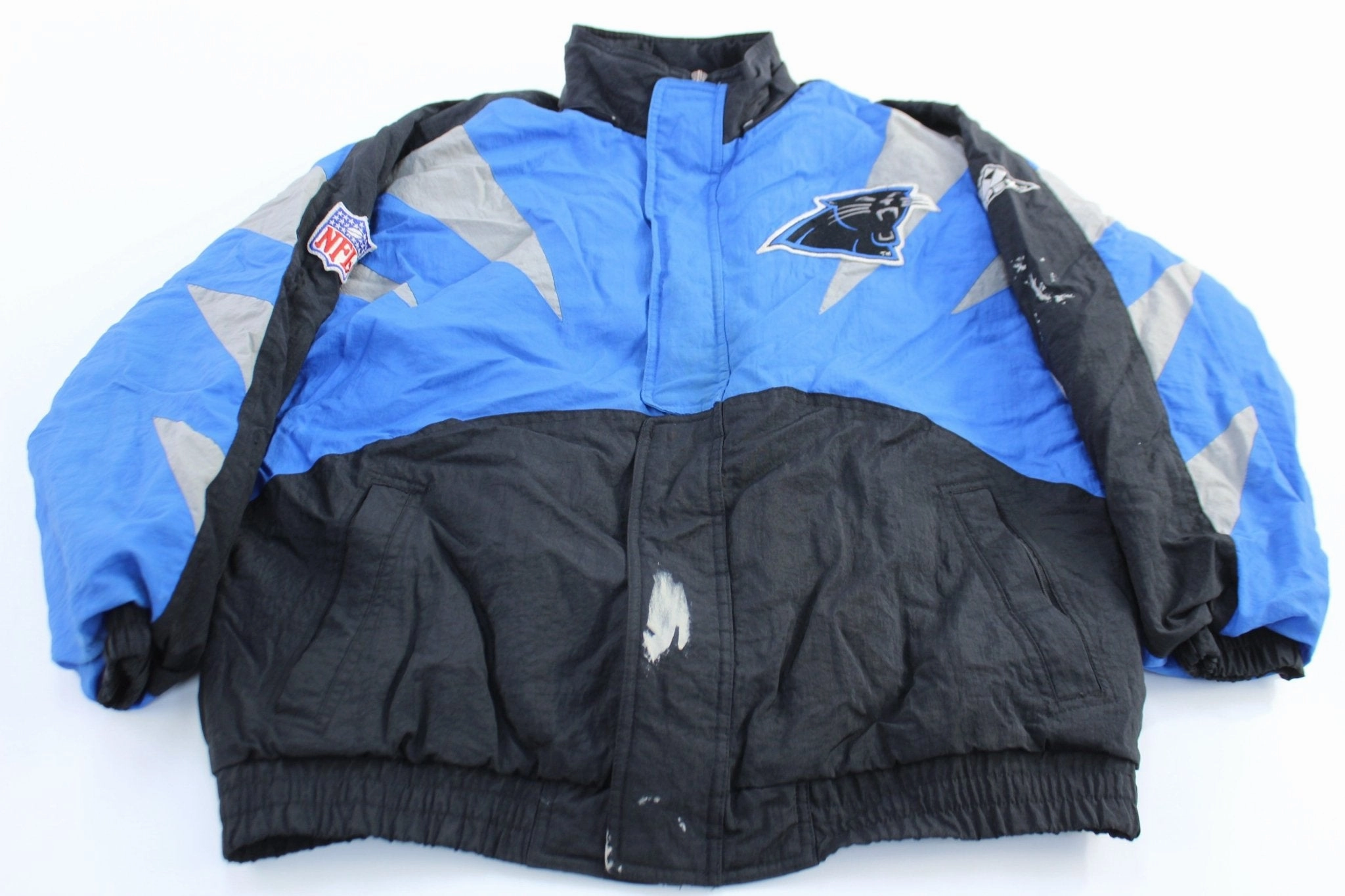solo travel 90's North Carolina Panthers Embroidered Apex One Zip Up Jacket