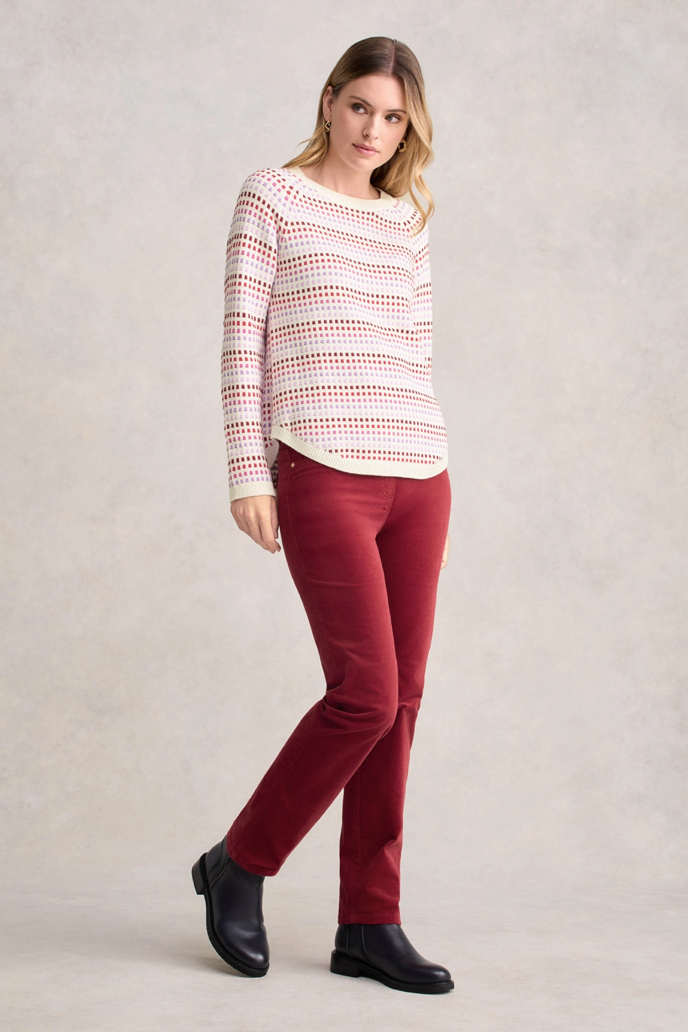 Organic Cotton Jumper - Red Multi Dot StretchWeave Fabric