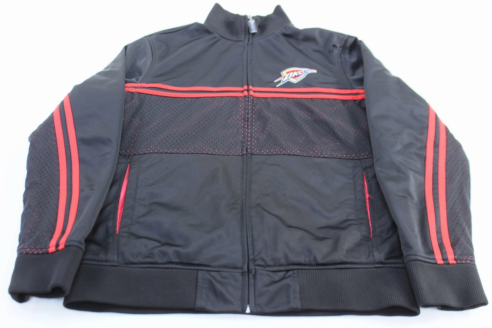 Oklahoma City Thunder Basketball Striped Zip Up Jacket Weather Coat