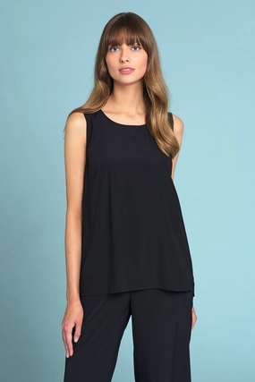Cozy Blouse ZipperedPockets Olivia Newton-John Silk Tunic - Black