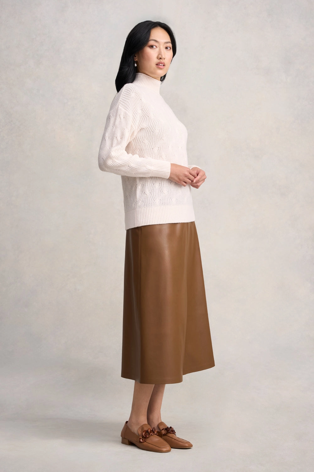 Cable Cotton Blend Jumper - Cream FourWay Stretch Outdoor Warmth