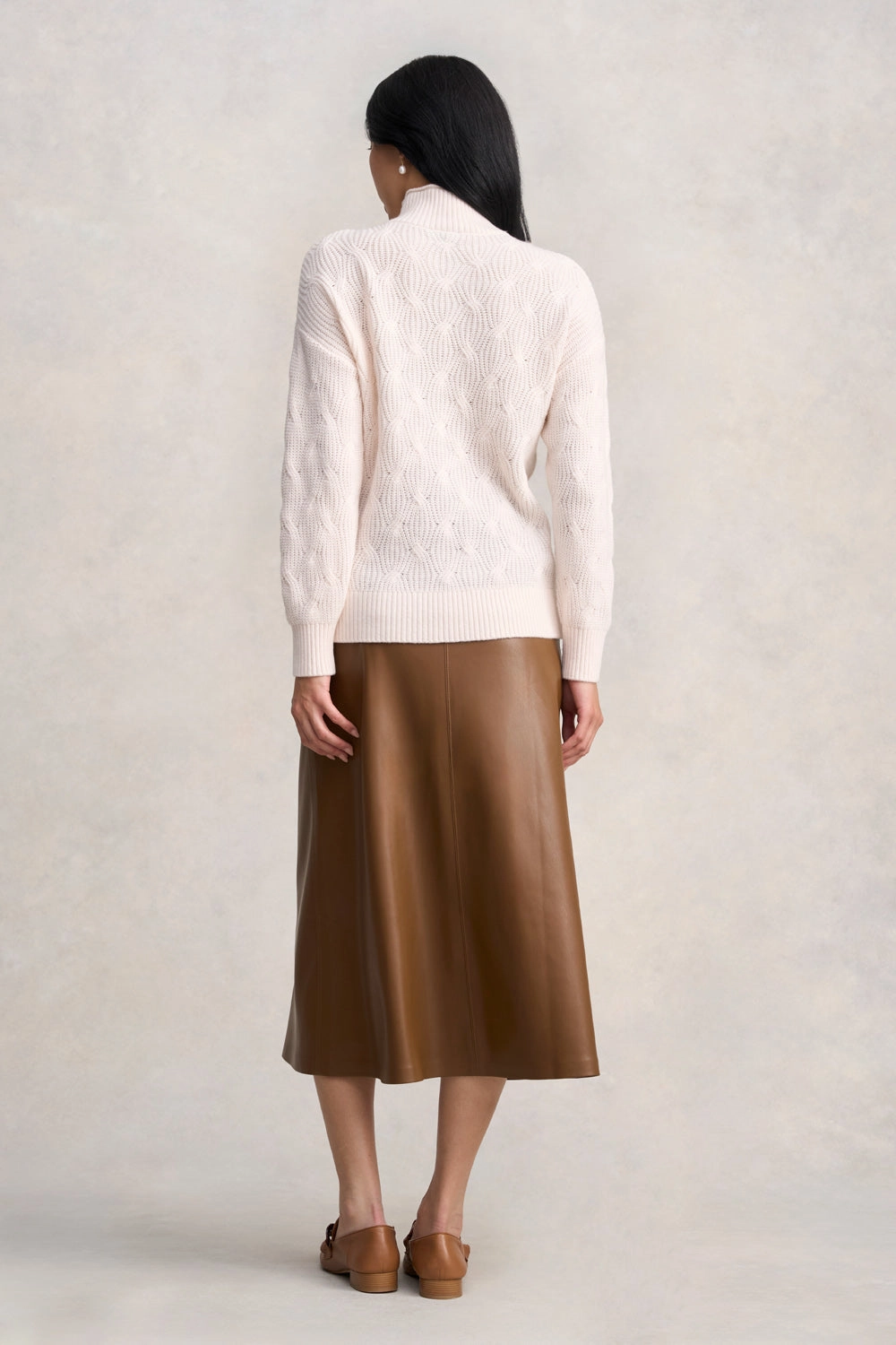 MultiDirectional Flexibility Surface Pilling Resistant Cable Cotton Blend Jumper - Cream