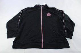 suitable for talent shows Abrasion Resistant Zippers Women's Ralph Lauren Embroidered Logo Black& Pink Zip Up Jacket