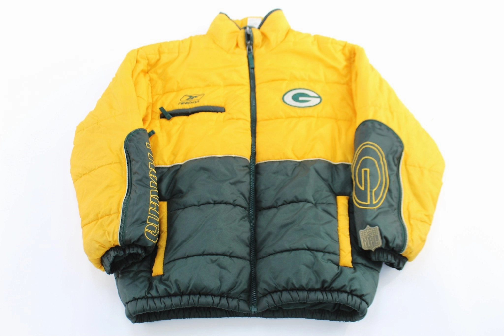 hypoallergenic Vintage Reebok Embroidered Green Bay Packers Puffer Jacket
