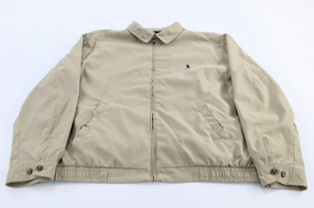 artists Non Restrictive Cut Polo Ralph Lauren Embroidered Logo Tan Zip Up Jacket