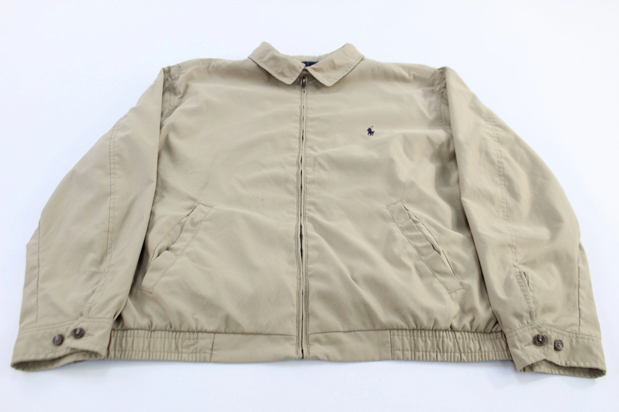 artists Non Restrictive Cut Polo Ralph Lauren Embroidered Logo Tan Zip Up Jacket