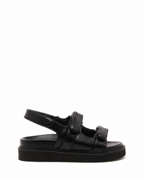 Seamless Edge Binding Veto Platform Sandal Black Smooth