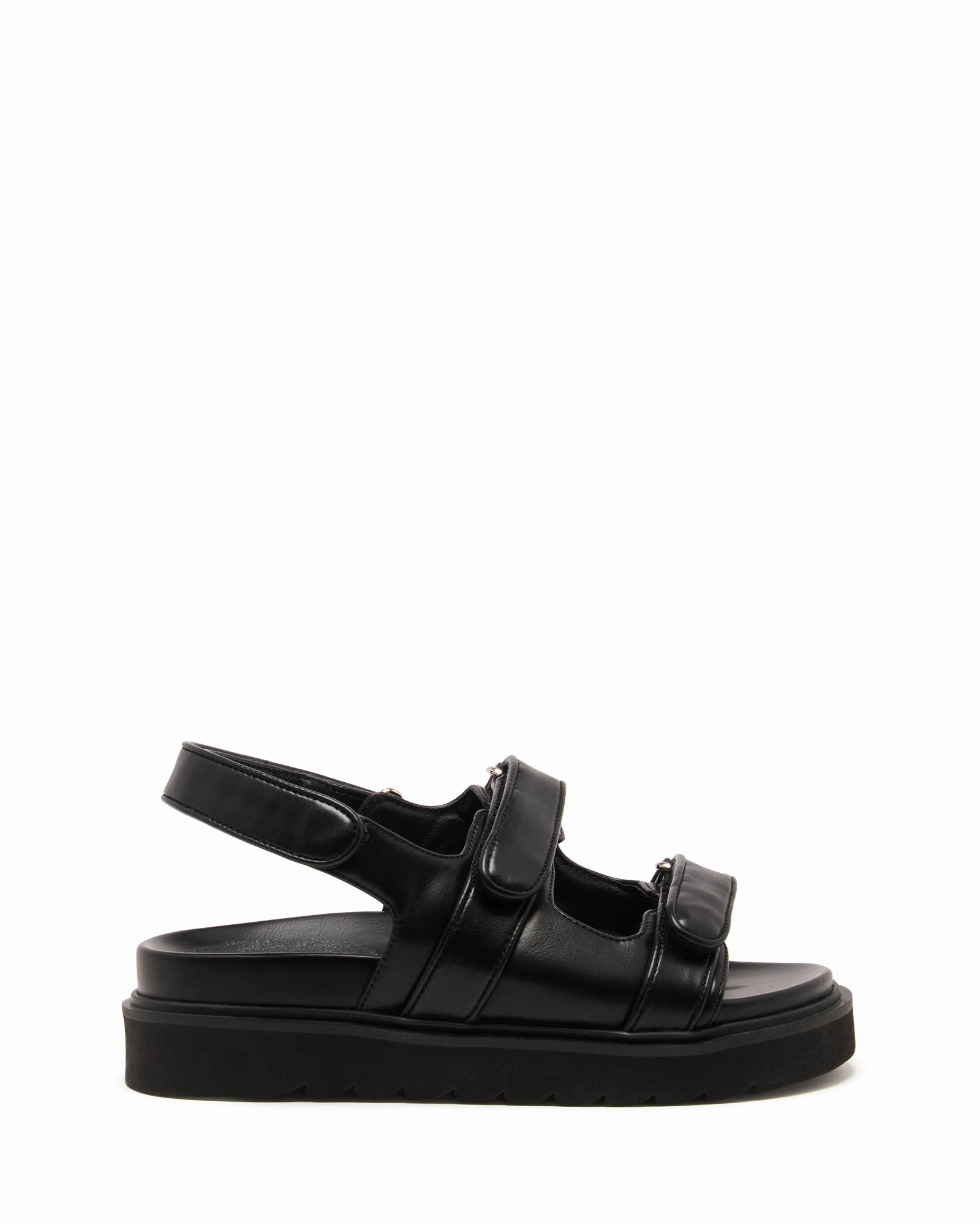Seamless Edge Binding Veto Platform Sandal Black Smooth