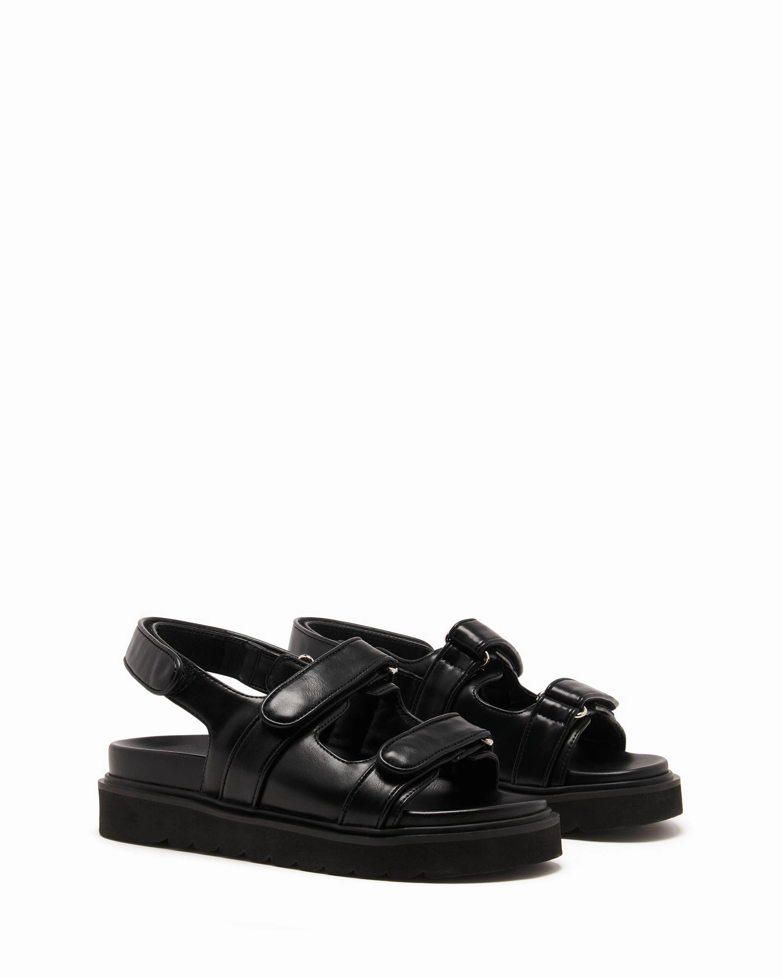 Veto Platform Sandal Black Smooth Footbed Padding