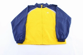 Vintage Adidas Embroidered Logo Blue, Silver, & Yellow Zip Up Jacket Zippered Pockets