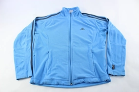 Women's Adidas Embroidered Logo Light Blue & Grey Striped Jacket Bestseller