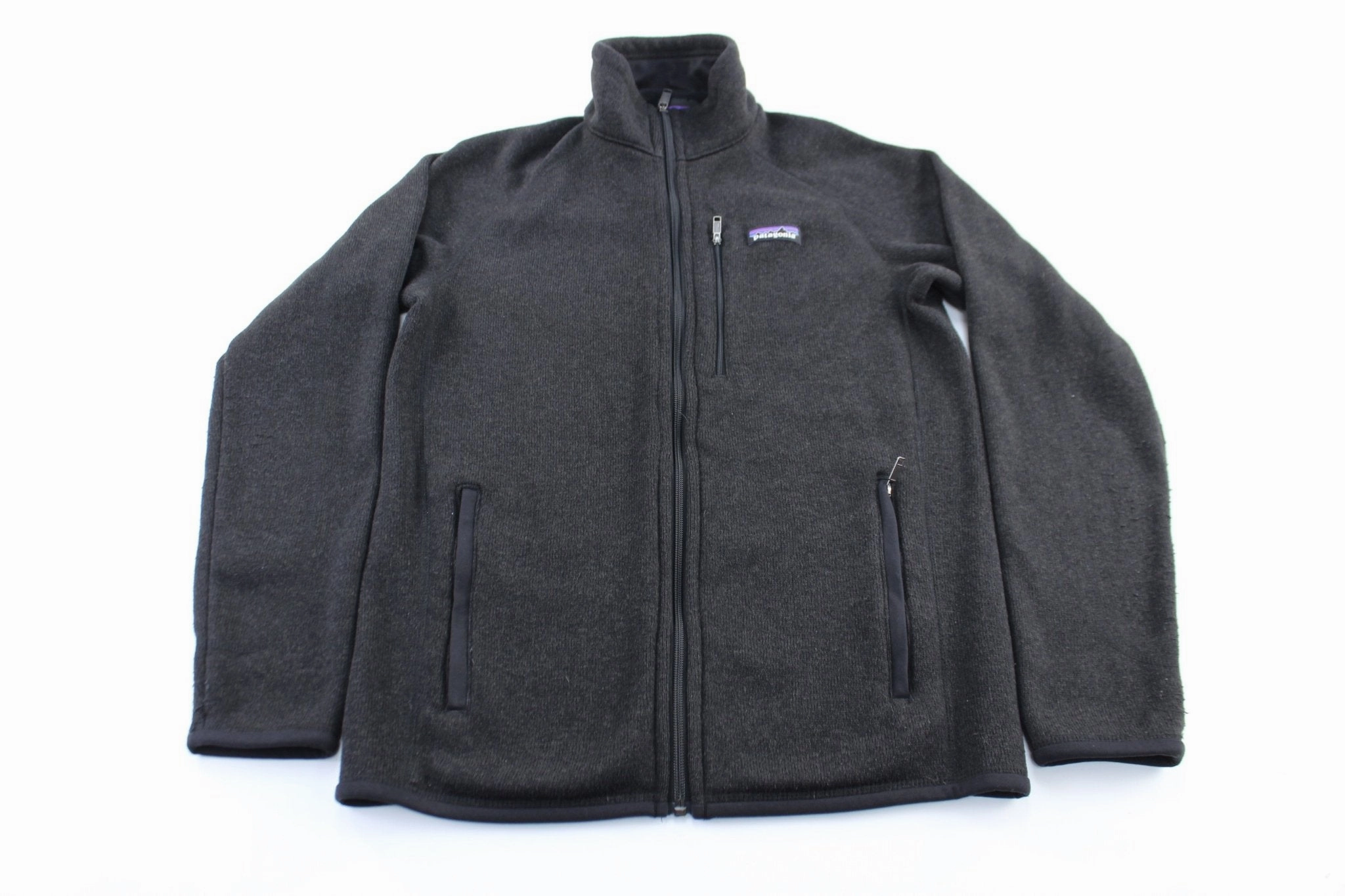 multi-color elderly people Patagonia Logo Patch Black Zip Up Jacket