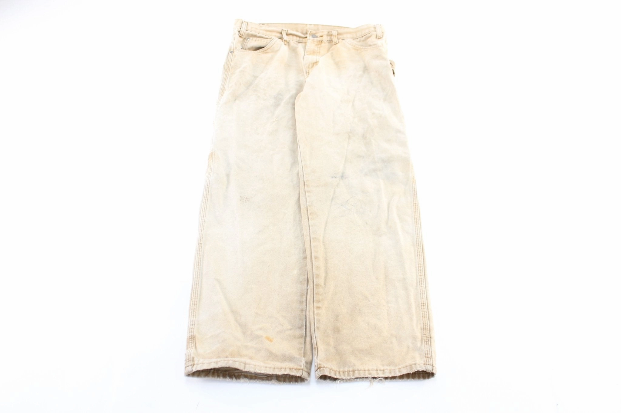 elastic waistband Tagless Labeling Dickie's Logo Patch Tan Workwear Pants