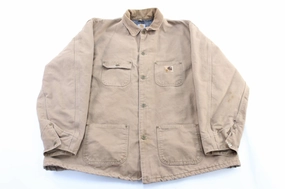 Carhartt Logo Patch Blanket Lined Beige Chore Jacket tall size