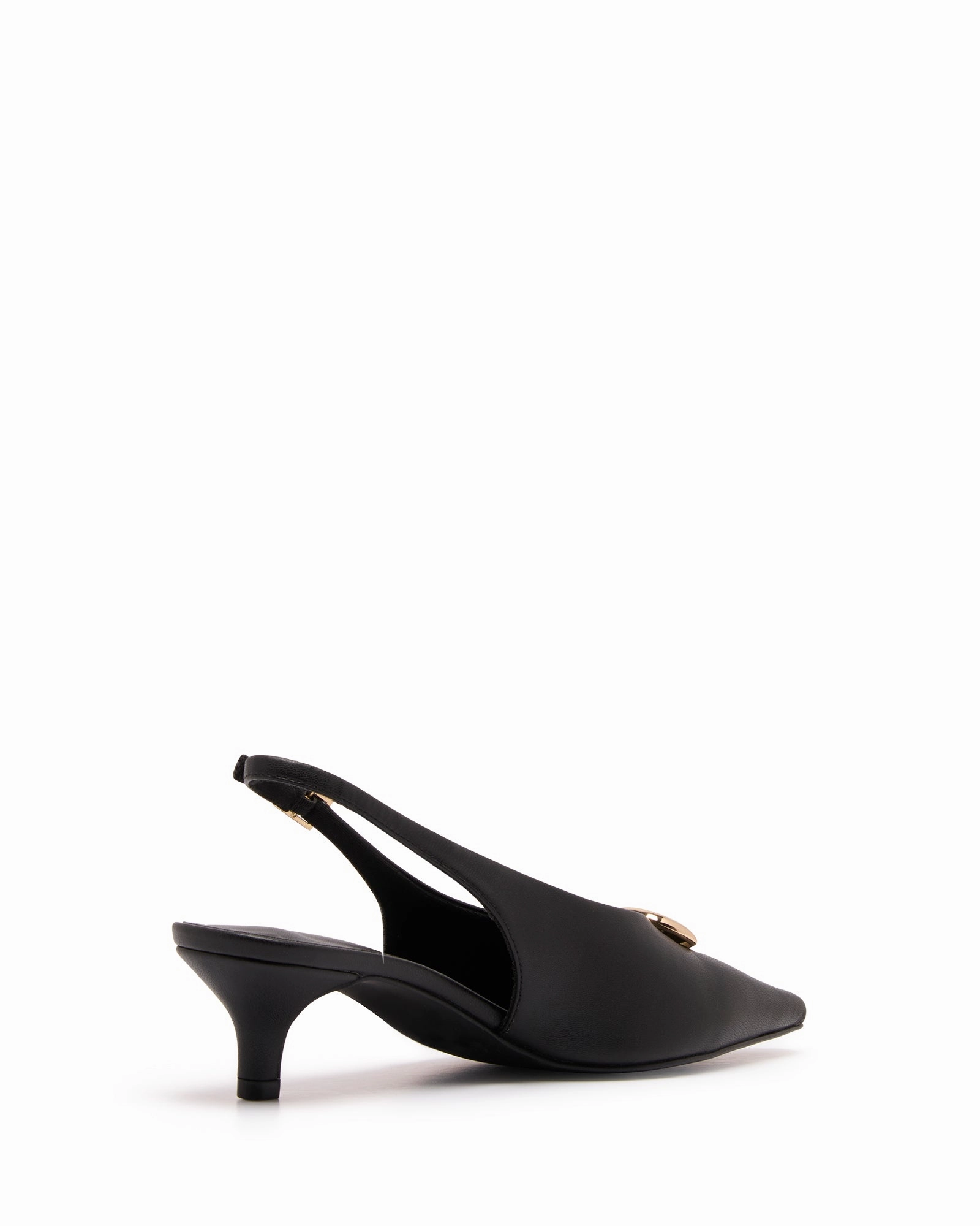 Pointed Toe Pumps Idina Slingback Heel Black Smooth