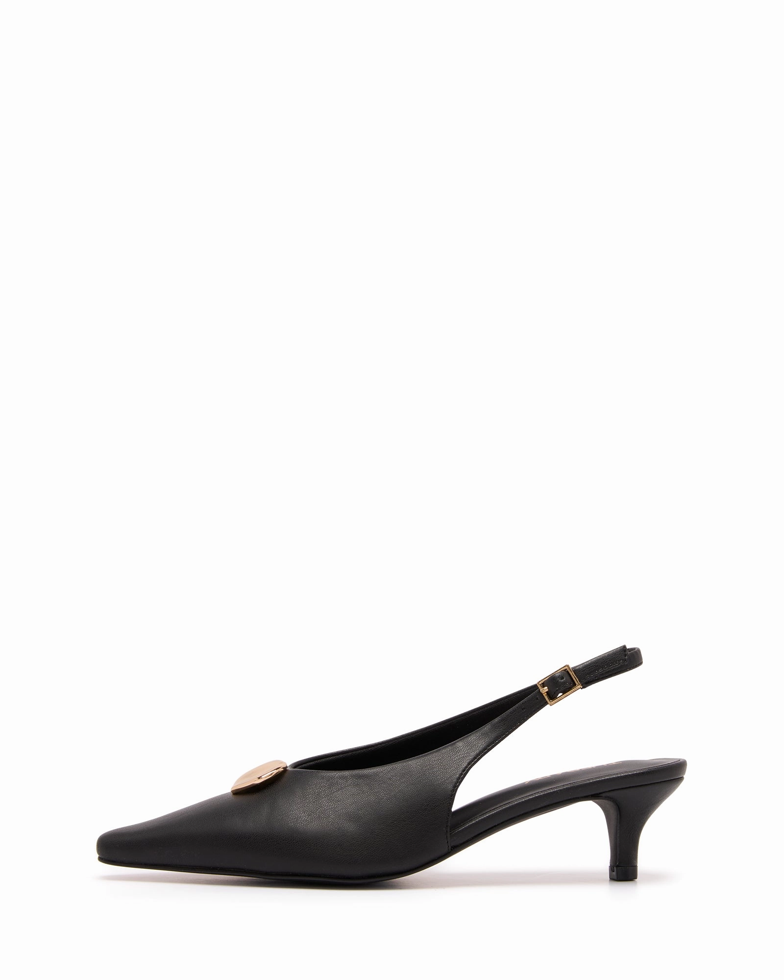 Idina Slingback Heel Black Smooth Supportive Footbed