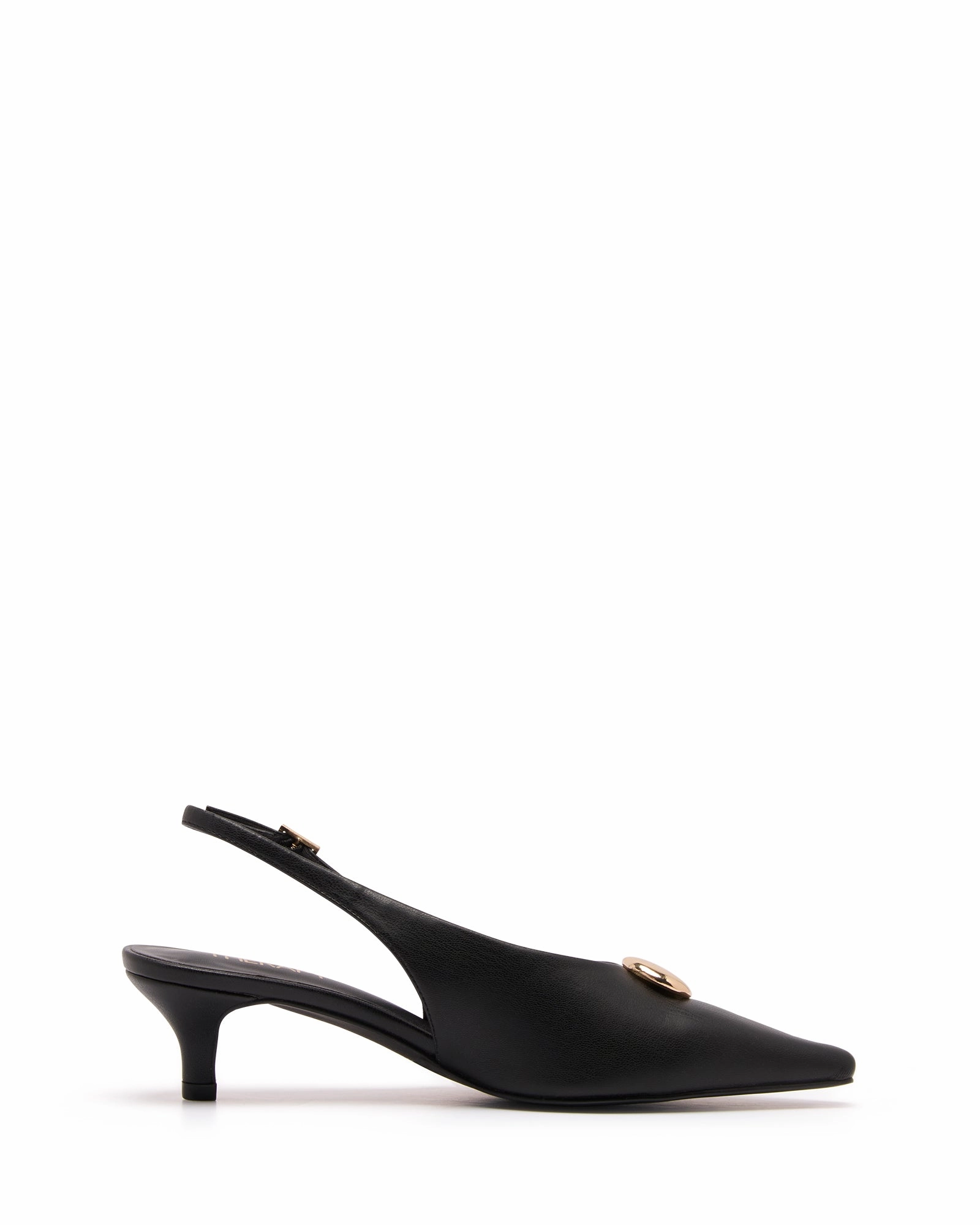Comfortable Heeled Sandals Idina Slingback Heel Black Smooth